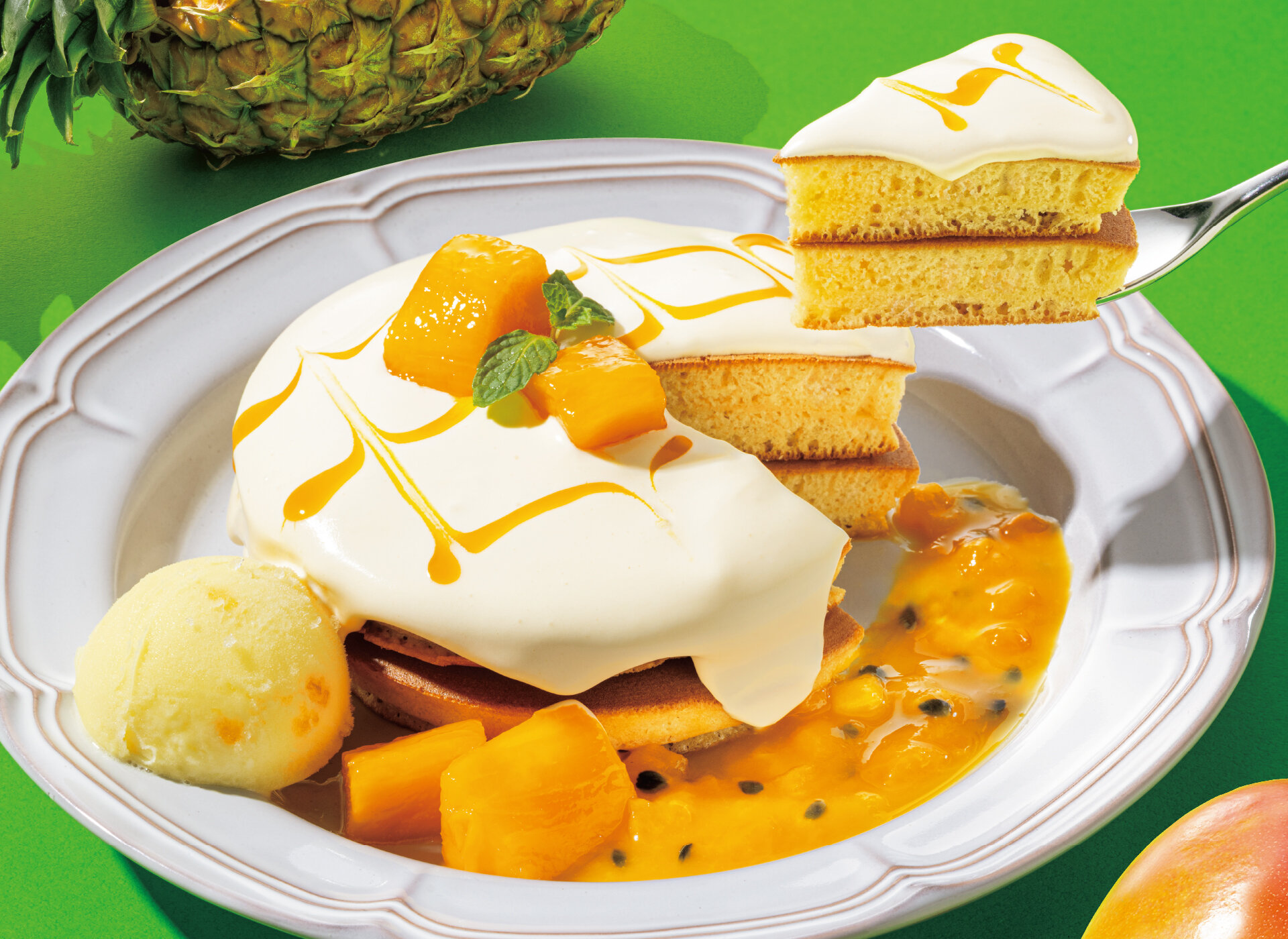 珈琲館　トロピカルミックスホットケーキ