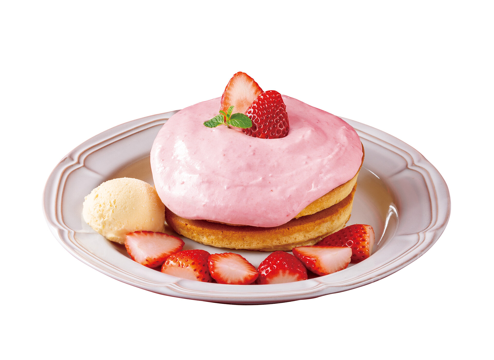 珈琲館　苺のホットケーキ