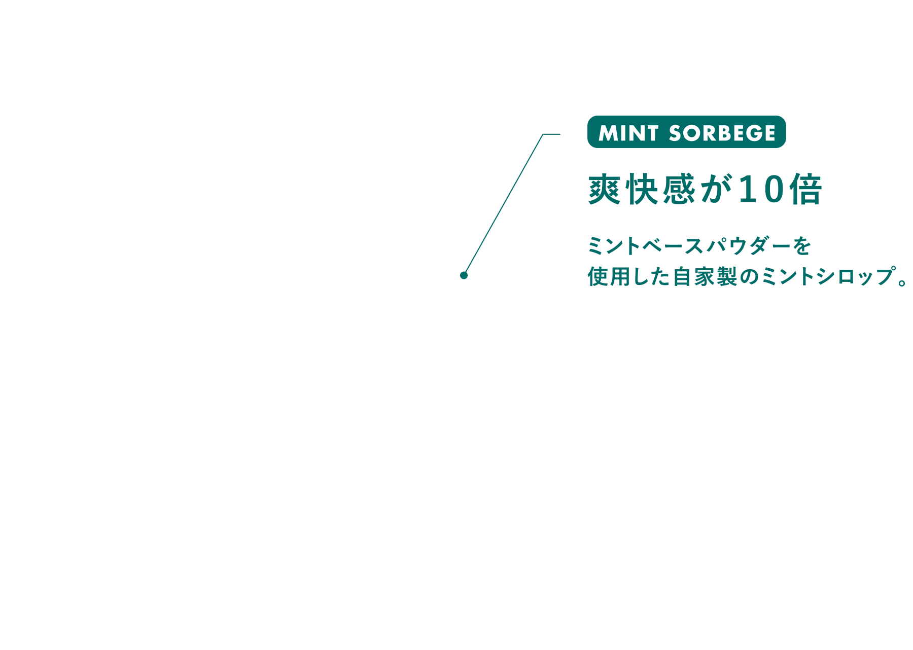 MINT SORBEGE 爽快感が１０倍 ミントベースパウダーを使⽤した⾃家製のミントシロップ。