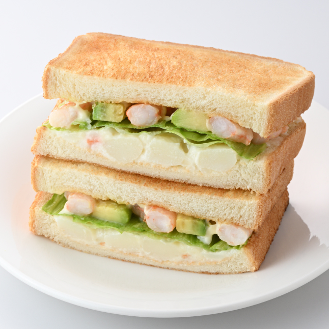 トーストサンド 海老アボカドとポテトサラダ
