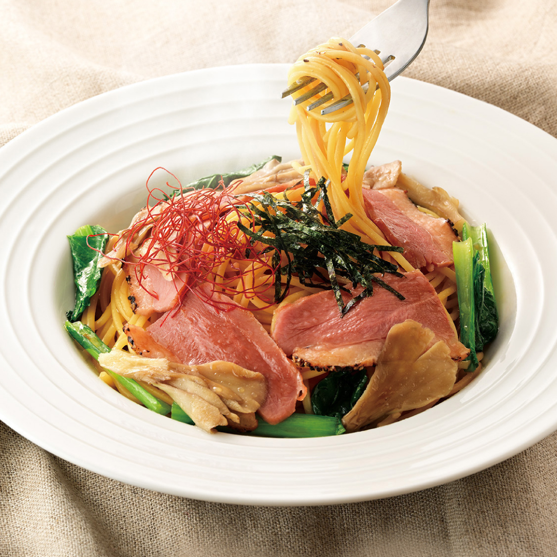 トリュフ香る合鴨と舞茸の和風しょうゆ仕立て